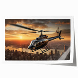 Extra large wall art featuring a helicopter in muted gray tones on rolled canvas, suitable for art wall dining room.