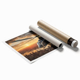 Extra large wall art featuring a minimalist helicopter design in muted gray tones on rolled canvas.