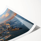 Extra large wall art featuring a helicopter design in neutral tones on a rolled canvas.