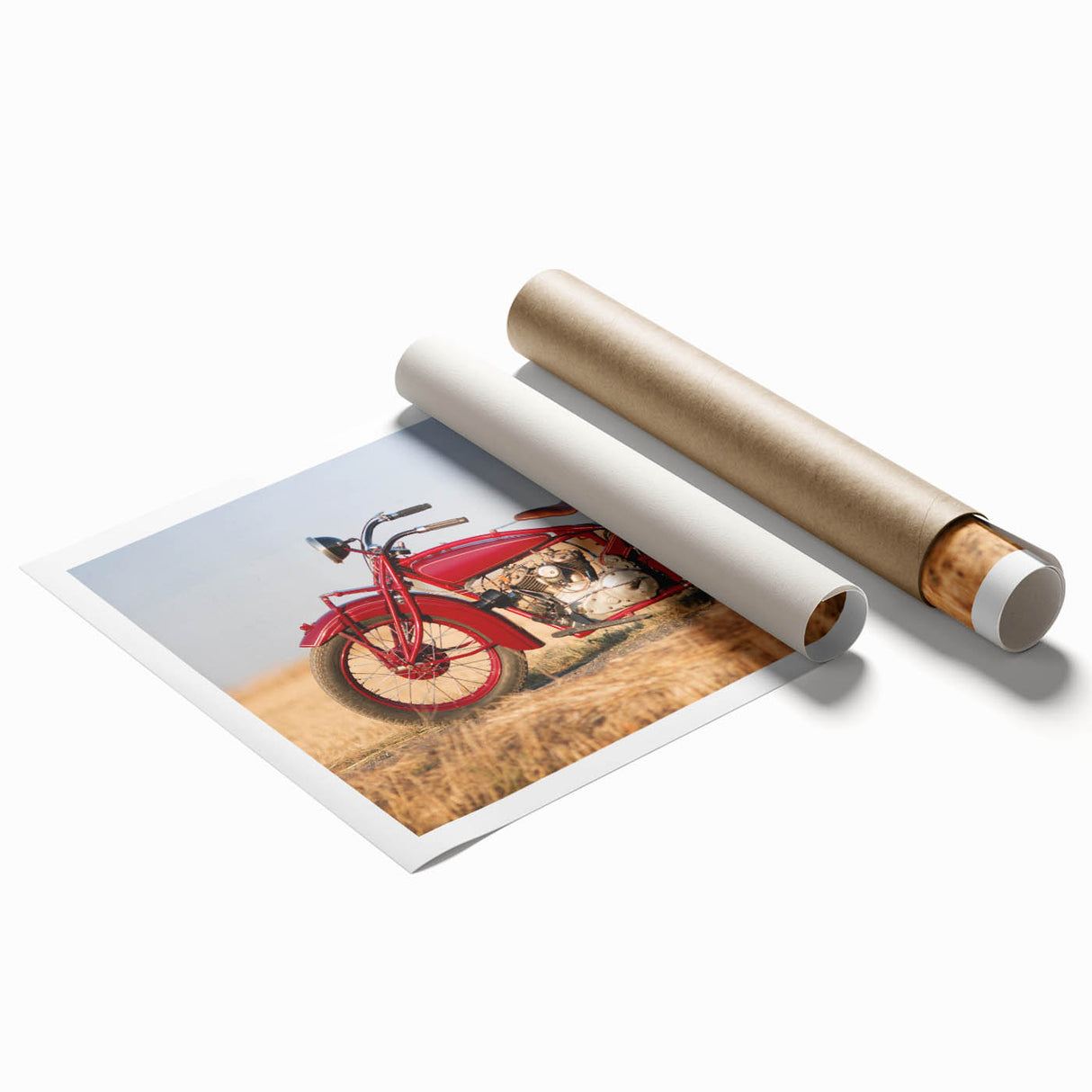 Extra large wall art featuring a detailed motorcycle design on a rolled print, suitable for classy bathroom decor.