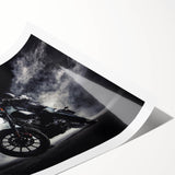 Extra large wall art featuring a line art motorcycle design on a rolled print, ideal for large living room decor.