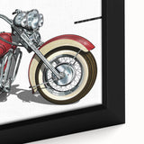 Extra large framed canvas featuring a textured, colorful motorcycle design on a black background.