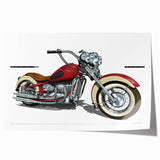 Monochrome motorcycle sketch on rolled print, ideal for art wall dining room.