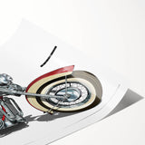 Extra large wall art featuring a line art motorcycle design on a rolled print, ideal for large living room decor.