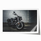 Extra large rolled print of a vintage motorcycle in monochrome, ideal for art wall dining room.