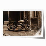 Extra large rolled print featuring a detailed motorcycle design on a muted gray background.