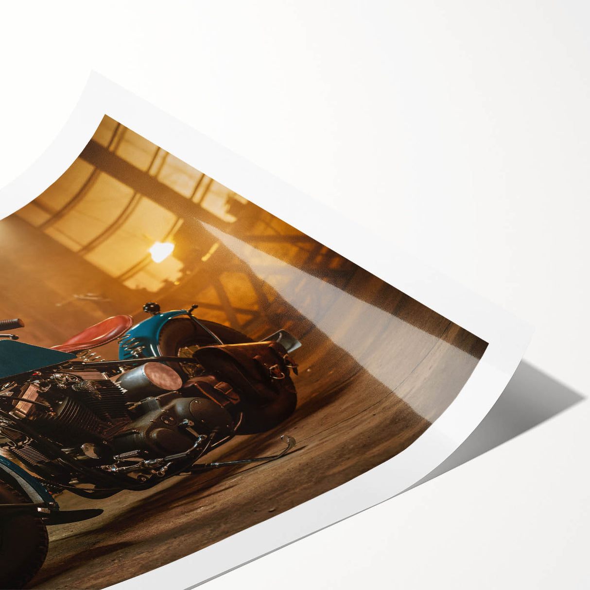 Extra large wall art featuring a motorcycle design in line art style, ideal for large living room decor.