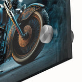 Large abstract motorcycle print in mid-century modernist style on acrylic, featuring bold black and white colors.