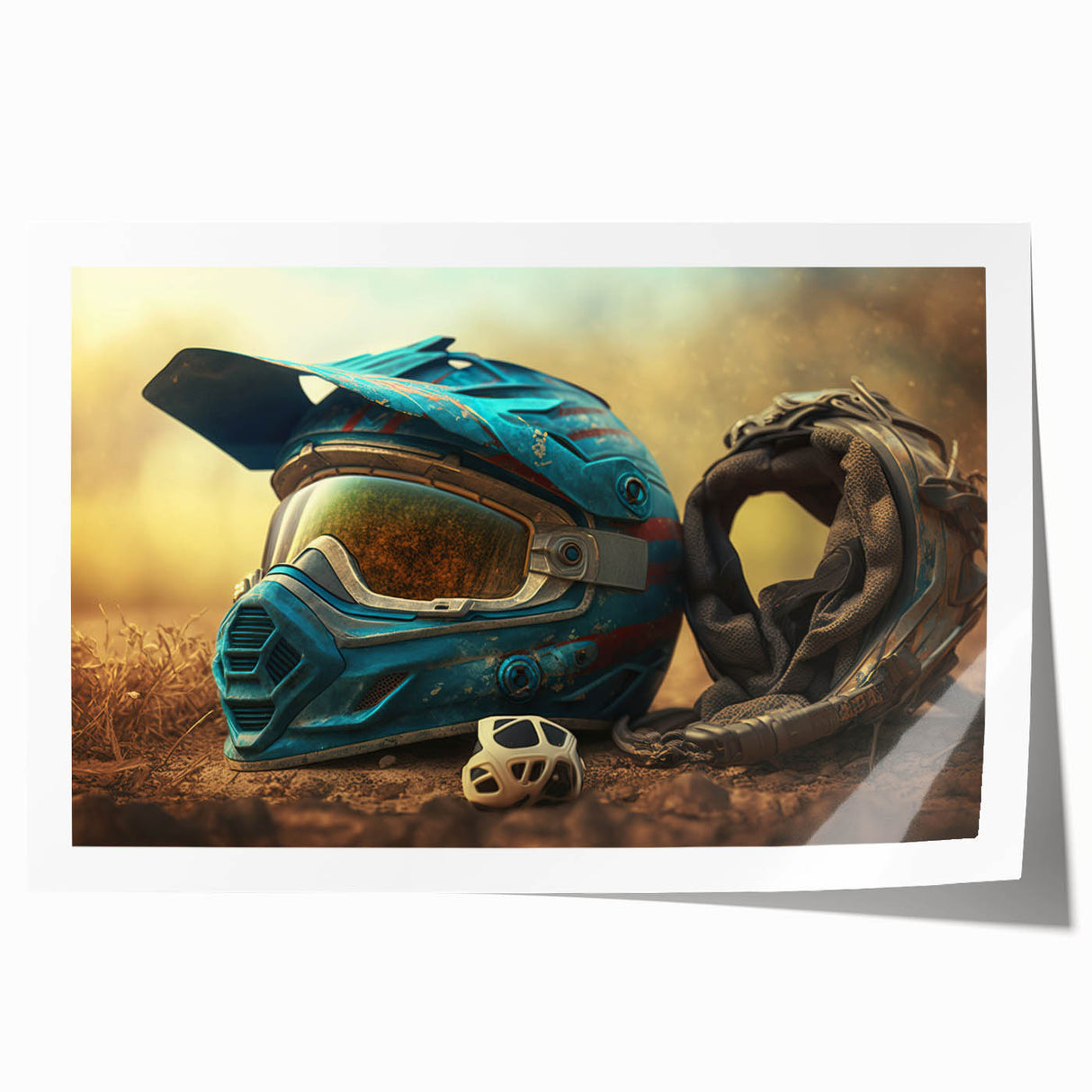 Extra large rolled print featuring a vibrant, detailed motorcycle design, suitable for art wall dining room.