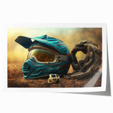 Extra large rolled print featuring a vibrant, detailed motorcycle design, suitable for art wall dining room.