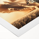 Art deco style motorcycle poster in monochrome, printed on rolled canvas, suitable for dining room or bathroom wall art.