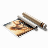 Extra large rolled print of a vintage motorcycle, featuring muted gray tones.