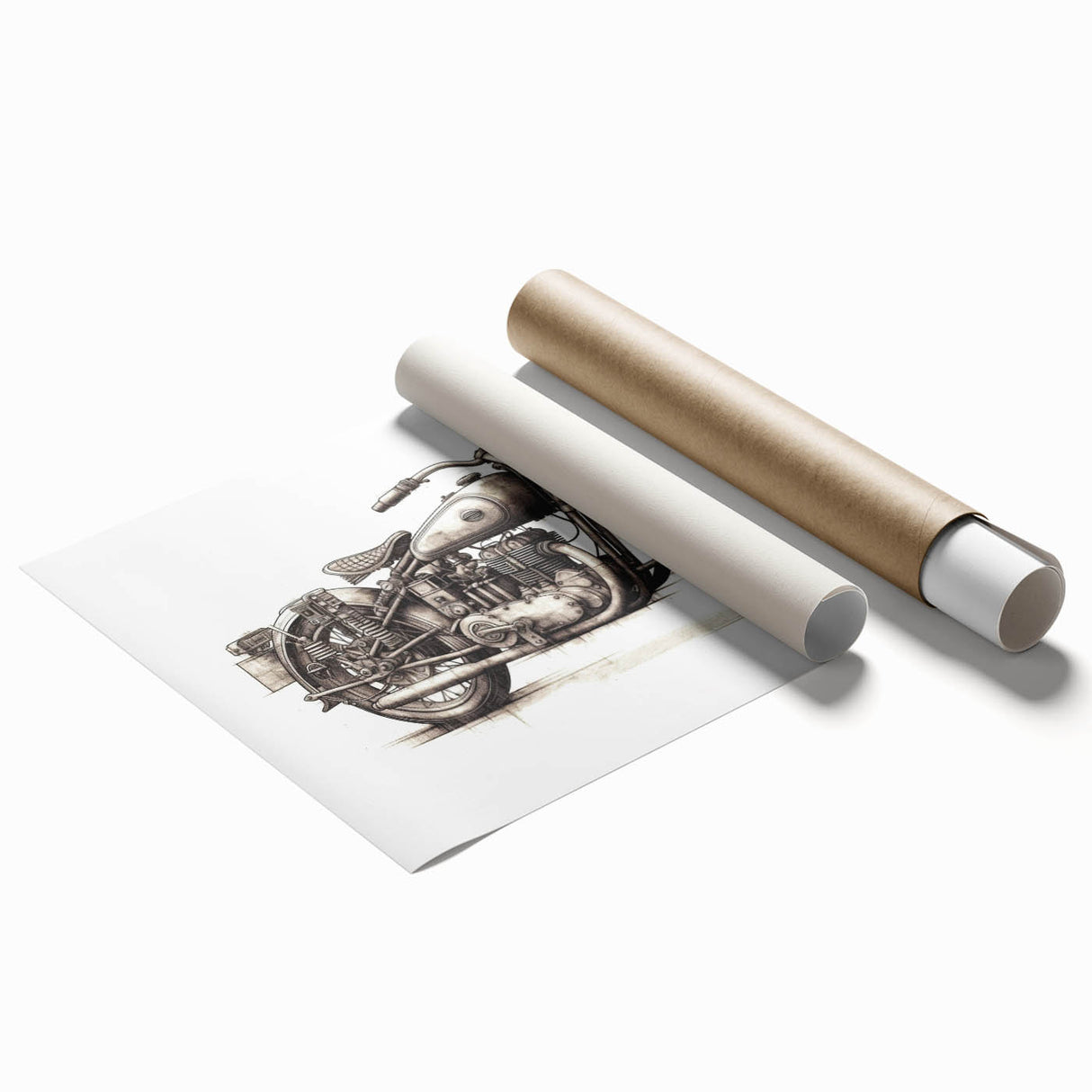 Extra large wall art featuring a grayscale motorcycle print on rolled canvas, suitable for modern bathroom decor.