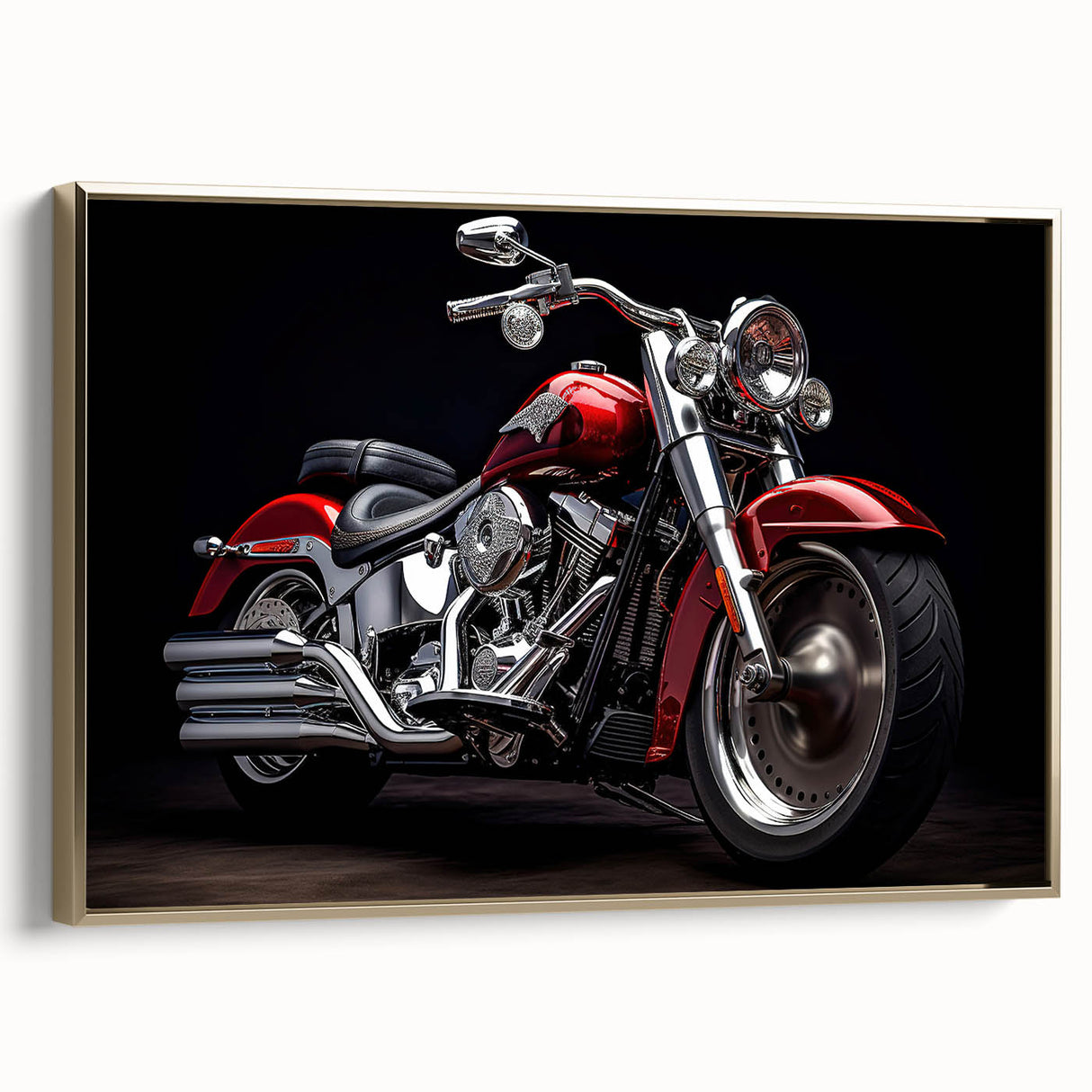 Black and white framed canvas featuring a vintage motorcycle side view, ideal for bedroom wall decor.