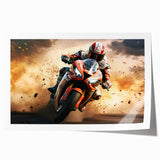 Extra large rolled print of a vintage motorcycle in muted gray tones, ideal for art wall dining room.