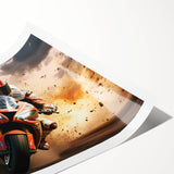 Extra large wall art featuring a line art motorcycle design on a rolled print, ideal for large living room decor.