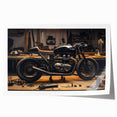 Extra large rolled print featuring a detailed illustration of a motorcycle, set against a muted gray background.