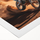 Art deco poster featuring a vintage motorcycle in muted sepia tones on rolled canvas, suitable for dining room decor.