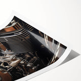 Extra large rolled print of a motorcycle in line art style, using black and white, ideal for large living room wall decor.