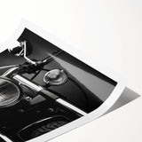 Extra large wall art featuring a line art design of flowers in black and white, printed on rolled canvas.