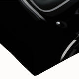 Large art of a black and white motorcycle on stretched canvas, suitable for bedroom wall decor.