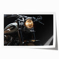 Extra large rolled print of a vintage motorcycle on a muted gray background, ideal for art wall dining room.