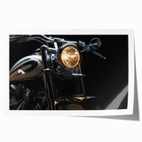 Extra large rolled print of a vintage motorcycle on a muted gray background, ideal for art wall dining room.