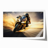 Extra large rolled print of a vintage motorcycle, in muted gray and black, ideal for art wall dining room.