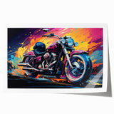 Extra large rolled print of a vintage motorcycle, in muted gray tones, ideal for art wall dining room.