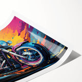 Extra large rolled print of a line art motorcycle, in black and white, ideal for large living room wall art.