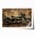 Extra large rolled print of a vintage motorcycle in muted gray tones, suitable for art wall dining room.