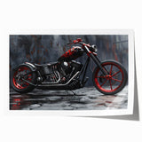 Vintage motorcycle print in muted sepia tones on rolled canvas, ideal for art wall dining room placement.