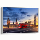 Vintage poster art of colorful service vehicles on a black background, framed canvas, ideal for living room decor.