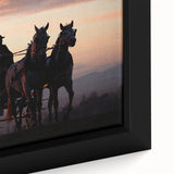 Extra large black wall art featuring a textured depiction of colorful service vehicles on a framed canvas.