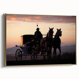 Framed canvas of a vintage black and gold landscape painting featuring classic cars, ideal for bedroom wall art.