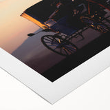 Art Deco poster featuring a vintage service vehicle in muted grays and blues on rolled canvas.