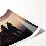 Extra large rolled print featuring a line art design of flowers in black and white, ideal for large living room wall art.