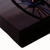 Black and white landscape painting of service vehicles on stretched canvas, suitable for bedroom wall art.