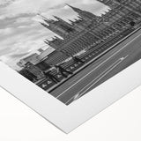 Art deco poster featuring a collection of stylized service vehicles in muted colors on rolled canvas.