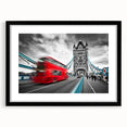 Extra large textured abstract art print featuring vividly colorful service vehicles, framed in black.