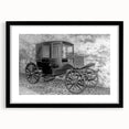 Extra large abstract art print featuring colorful, textured depiction of service vehicles, framed with black mat.