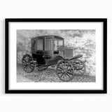 Extra large abstract art print featuring colorful, textured depiction of service vehicles, framed with black mat.