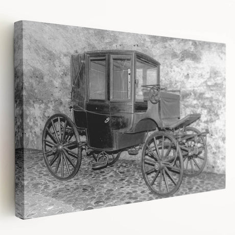 Large canvas print featuring a detailed illustration of vintage service vehicles in muted earth tones.