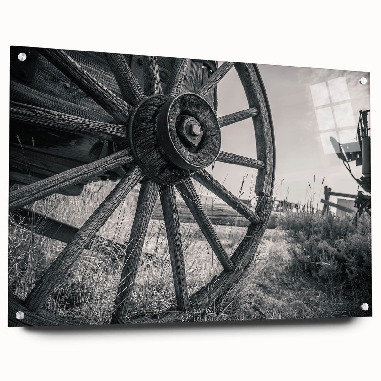 Acrylic print of abstract vehicles in muted gray and blue tones, suitable for modern bedroom or dining room decor.