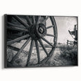 Framed canvas of a vintage-style black and white service vehicle, ideal for bedroom wall decor.