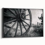 Framed canvas of a vintage-style black and white service vehicle, ideal for bedroom wall decor.