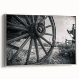 Framed canvas featuring a monochrome vintage poster of a classic car, ideal for adding a retro touch to any living space.