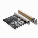 Rolled print featuring a collection of service vehicles in muted earth tones, suitable for large living room wall art.