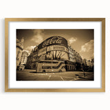 Extra large abstract art print of service vehicles in muted earth tones on a textured canvas, ideal for living room decor.