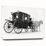 Acrylic print of abstract service vehicles in shades of blue and gray, suitable for dining room or bedroom wall art.